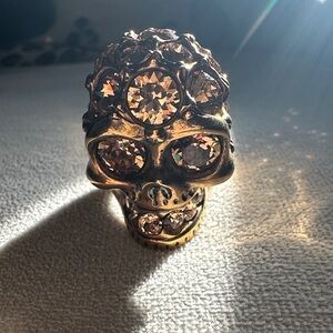 Magnificent Alexander McQueen Skull Ring with Crystal Accents